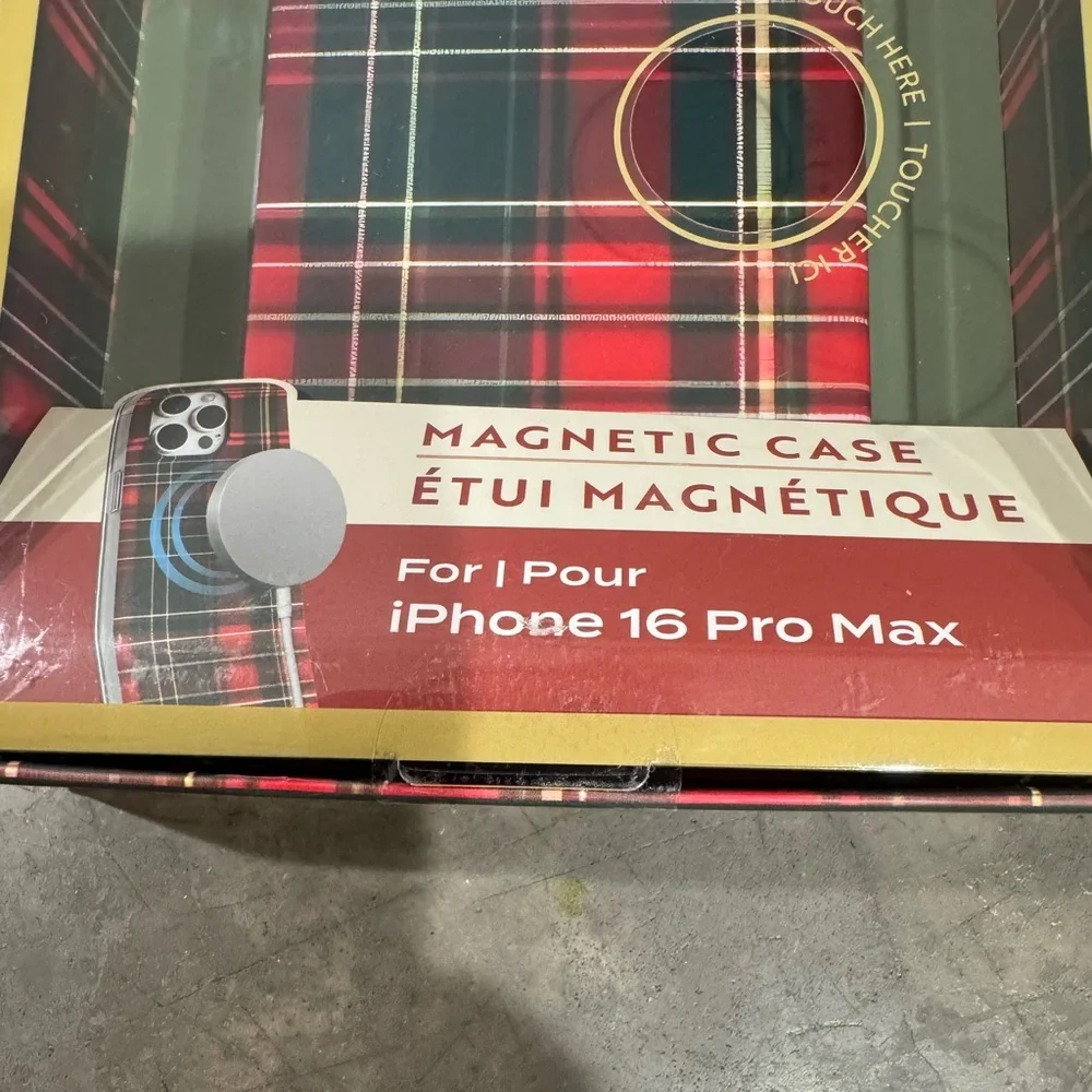 Red FESTIVE & FUN Plaid Magnetic Case by ISLA RAE for iPhone 16 Pro Max-zoom in
